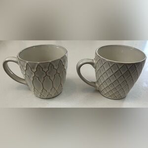 Espresso Demi tasse coffee cup Set of Two Gray Patterned ceramic cups